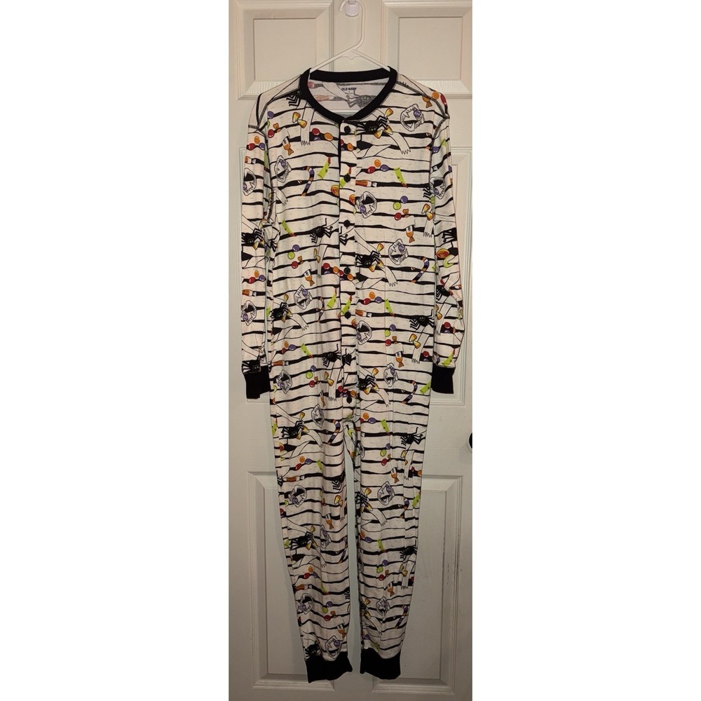 Old Navy full length Candy Corn pajamas adult size Medium Halloween